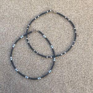 2 Black & White Seed Bead Chokers